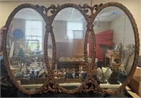 LARGE GOLD 3 SECTION MIRROR