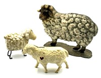 Antique Cast Iron Sheep Bank, and Tin Sheep Decor