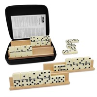 Dominoes Set for Adults with 4 Wooden Racks/Trays,