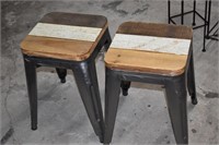 Two Wood Top Table Height Stools