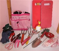 Pink Gardening Bag w/ Shears, Pruner, Fork,…