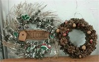 2 Christmas wreath large 20 inch round smaller 15