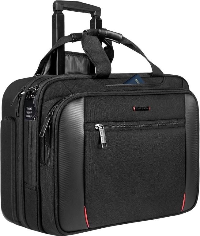 EMPSIGN Rolling Briefcase Laptop Bag, Black
