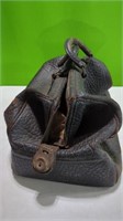 Vintage Old Leather Doctors Type Bag, Zipper