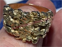 Gents 14K Gold nugget ring (14.4-grams) sz 9.5