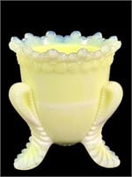 Forget-Me-Not Yellow Slag Glass Toothpick Holder