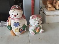 snowman & bear cookie jar
