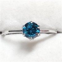 Certified 14K Diamond(0.7Ct, I1, Fancy Vivid Blue)