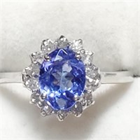 Certified 14K Tanzanite(1.22ct) Diamond(0.28Ct, I2