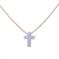 Rose Gold Plated White Opal Cross Charm