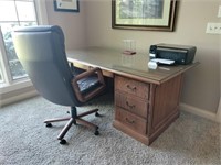 Jofco Wood Desk, Chair, Newton's Cradle