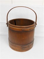 Vintage Wooden Barrel Style Sewing Basket U11D
