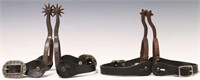 (2 PAIRS) WESTERN COWBOY SPURS WITH LEATHER STRAPS