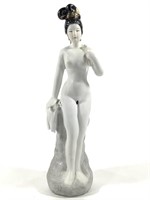 Bisque Porcelain Statue Chinese Bathing Woman 19"