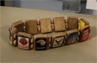 Wood bracelet with armed forces theme