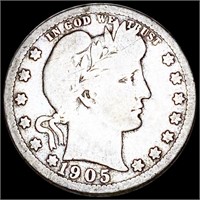 1905-S Barber Silver Quarter NICELY CIRCULATED