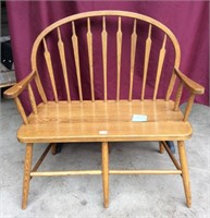 High Quality Amish Style Oak Two Seat Bench