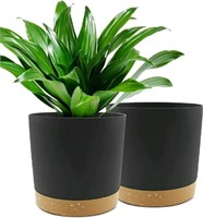 QCQHDU, 10" Plant Pots, Set of 2,  with Drainage H