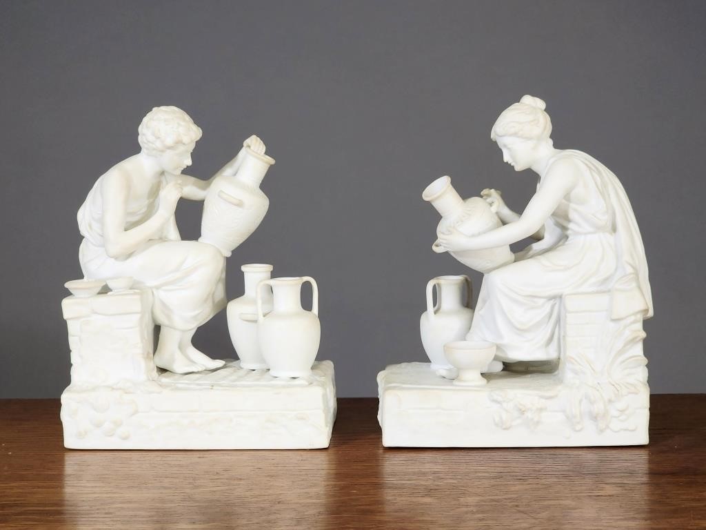 PAIR OF PARIAN FIGURAL BOOKENDS