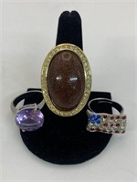 (3) Costume Jewelry rings