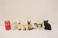 6 Vintage Cat Figurines All As Is But Display Well