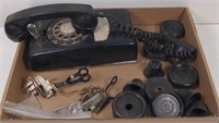 Vtg Wall Rotary Phone w/ Extra Parts