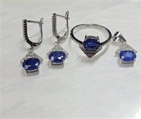 $500 Silver Sapphire(6.4ct) Set