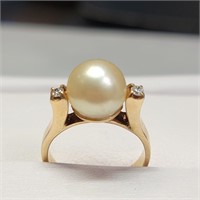 $3000 14K  Cultured Pearl Diamond(0.06ct) Ring