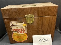Vintage Porta-File Woodgrain Metal file box