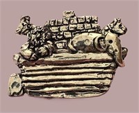 VTG SIGNED "SHERIDAN" NOAH's ARK SILVER BROOCH