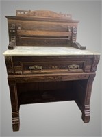 Antique carved desk-table with marble top in good