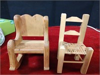 2 Wooden Doll Chairs 6 x 9"