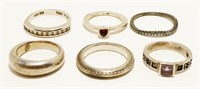 Six Sterling Silver Rings 19g