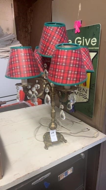 Vintage Red tartan lamp with cord