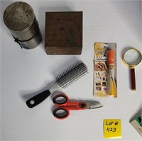 Fire Extinguisher, metal square and cylinder, misc