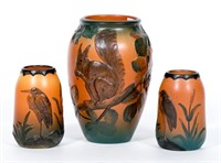 3 Ipsen Pottery Vases, Single & Pair