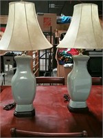 Pair of green lamps