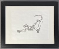 Anatomical Cat Drawing in Frame