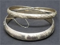 Pair of Sterling Silver Bright Cut Clasp Bracelets