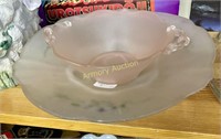 VINTAGE FROSTED PINK BOWL - CLEAR PAINTED BOWL