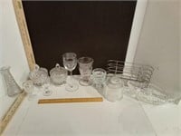 Assorted Pressed Glass Sugar Bowls, Vase, Candle