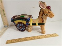 Ceramic Donkey W/ Cart Planter