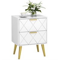 Nightstand White, Bedside Table with 2 Drawers,...