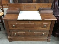Victorian Dresser With Marble Inlay