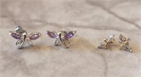 2 PAIRS OF BUTTERFLY POST EARRINGS