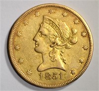 1851-O $10 GOLD LIBERTY AU