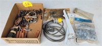 Box lot- plywood clips bolts, cord, and more