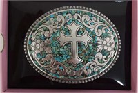 NOCONA Belt Co. Western Oval Cross Belt Buckle