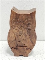 Hand Carved Wooden Owl Puzzle Box