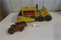 Wood Bulldozer & Small Truck